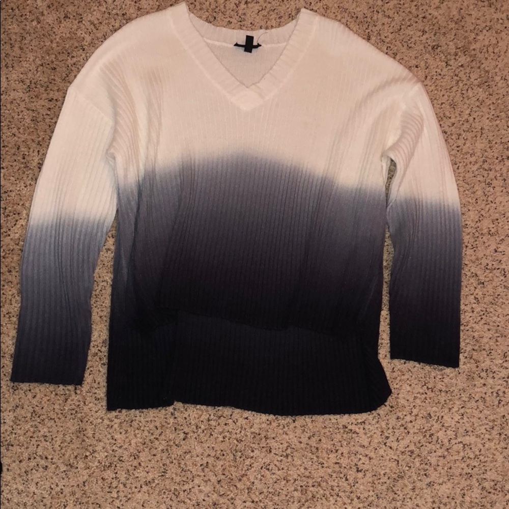 Topshop white and blue v neck ombré sweater